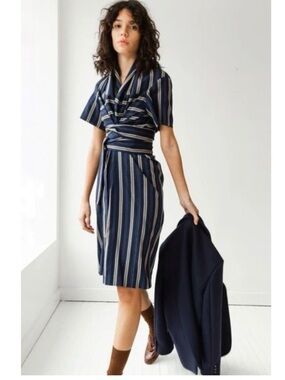 Caron Callahan Jocelyn Dress striped navy size small